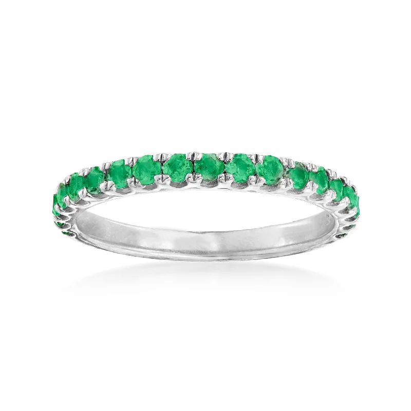 women custom engagement ring designs -Ross-Simons Emerald Ring in Sterling Silver