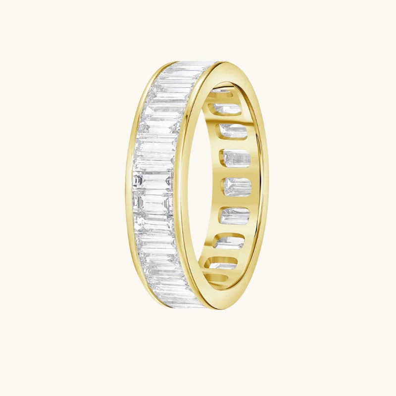 women cubic zirconia rings -Diamond Baguette Eternity Band