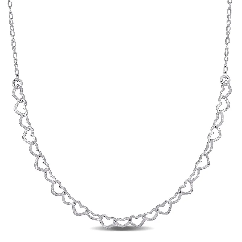 women one-of-a-kind necklaces -Miadora 4.5mm Heart Link Necklace in Sterling Silver