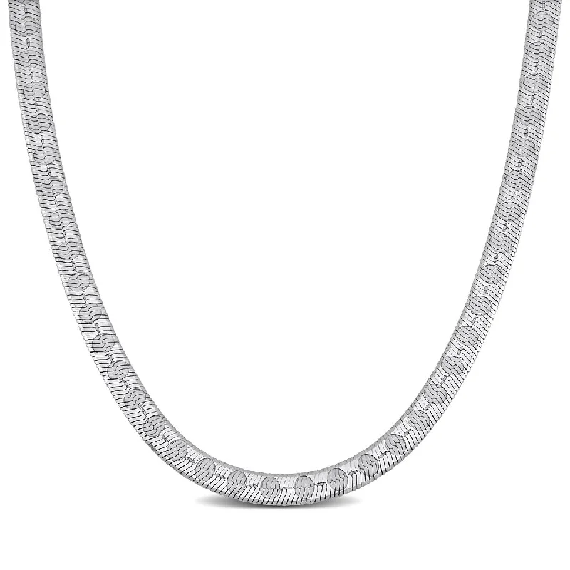 women vintage necklaces -Miadora 4.5mm Fancy Herringbone Necklace in Sterling Silver