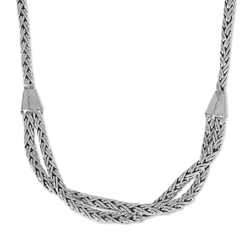 women personalized necklaces -NOVICA Handmade Sterling Silver Chain Necklace, 'Inseparable Duo' (Indonesia)