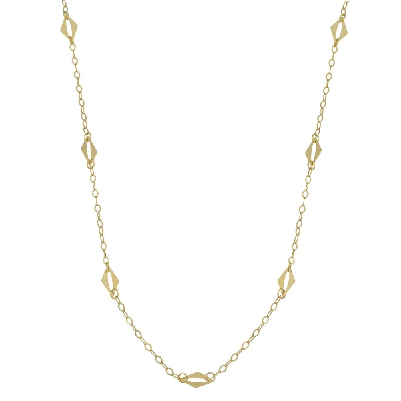 women vintage necklaces -Fremada 10k Yellow Gold Diamond-shaped Station Necklace