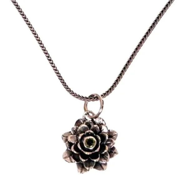 women dainty necklaces -Handmade Sterling Silver 'Sacred Green Lotus' Peridot Necklace (Indonesia)