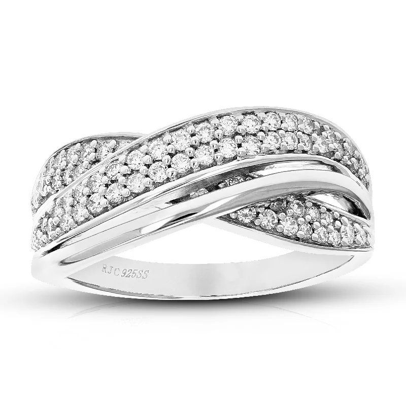 women luxurious platinum engagement rings -1/2 cttw Round Lab Grown Diamond Engagement Ring .925 Sterling Silver