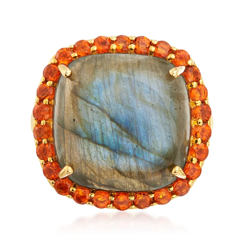 women rose gold engagement rings -Ross-Simons Labradorite and Citrine Ring in 18kt Gold Over Sterling