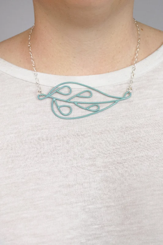 women custom name necklaces -Horizontal Ada Necklace in Faded Teal