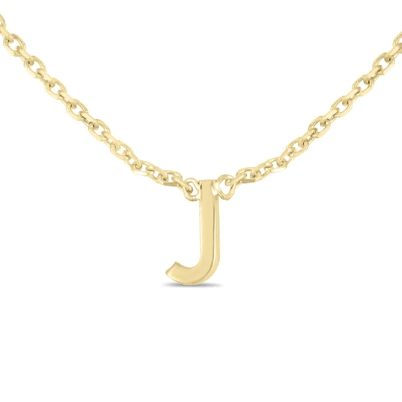 women luxury designer necklaces -Marquee Jewels 14K Solid Yellow Gold J Mini Initial Necklace