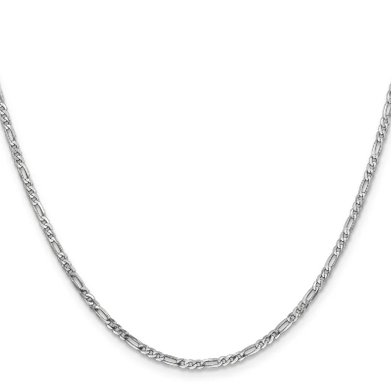 women eco-conscious necklaces -Curata 14k White Gold Solid 2.4mm Flat Figaro Chain Necklace (Lobster-claw) Options: 16 18 20