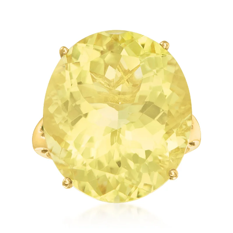 women modern solitaire engagement rings -Ross-Simons Lemon Quartz Ring in 14kt Yellow Gold