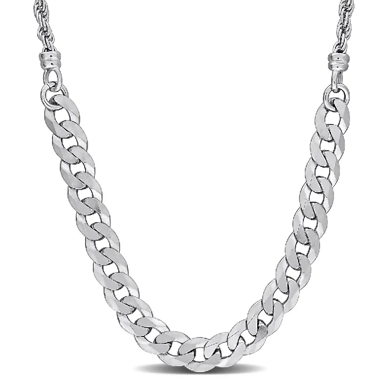 women custom necklaces -Miadora 2.5mm Rope 6mm Curb Link Chain Necklace in Sterling Silver