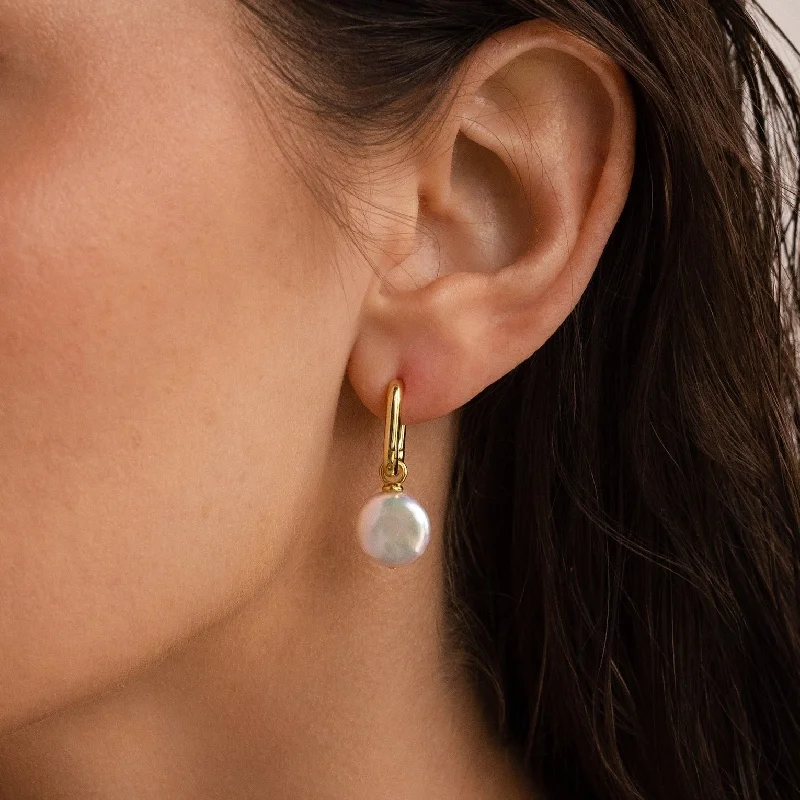 women stud earrings -Bridget Pearl Hoops