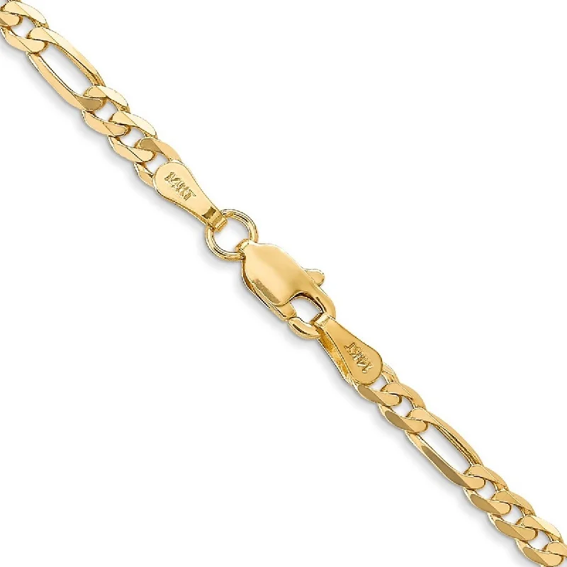 women dainty gold necklaces -Curata 10k Yellow Gold 3.0mm Heavy Figaro Chain Necklace (Lobster) Options: 16 18 20