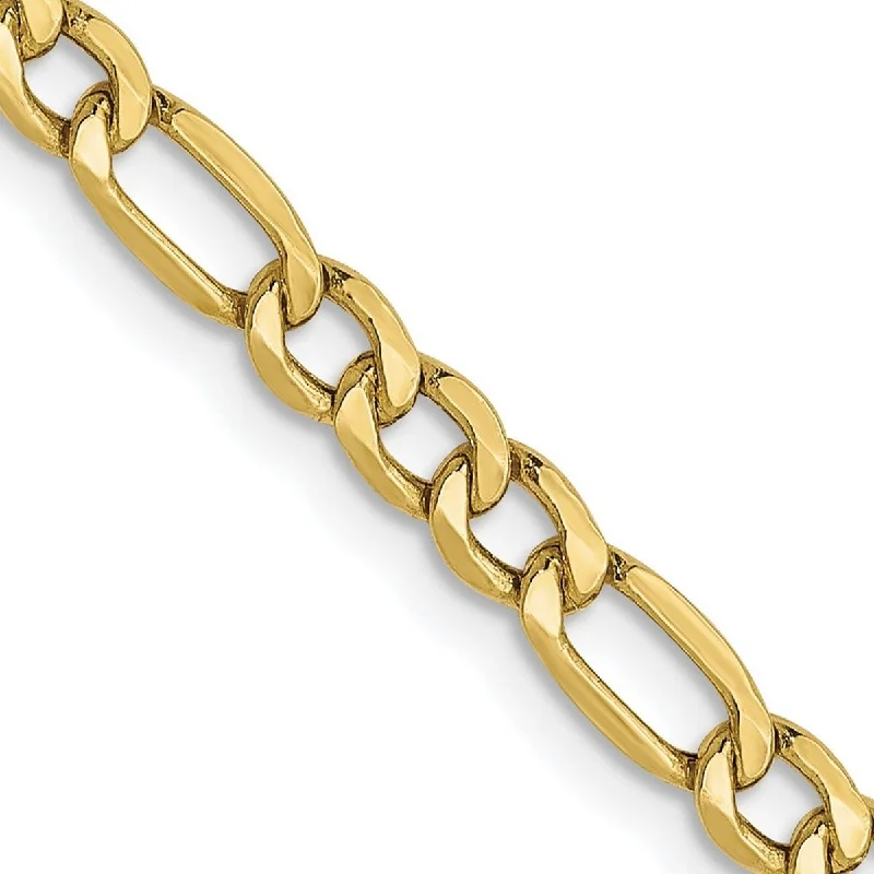 women gold necklaces -Curata 10k Yellow Gold 3.5mm Semi-solid Figaro Link Chain Necklace Options: 16 18 20 24