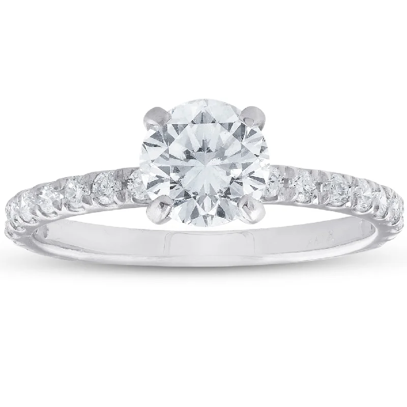 women adjustable engagement rings -1ct Diamond Engagement Ring 14k White Gold Claw Prong