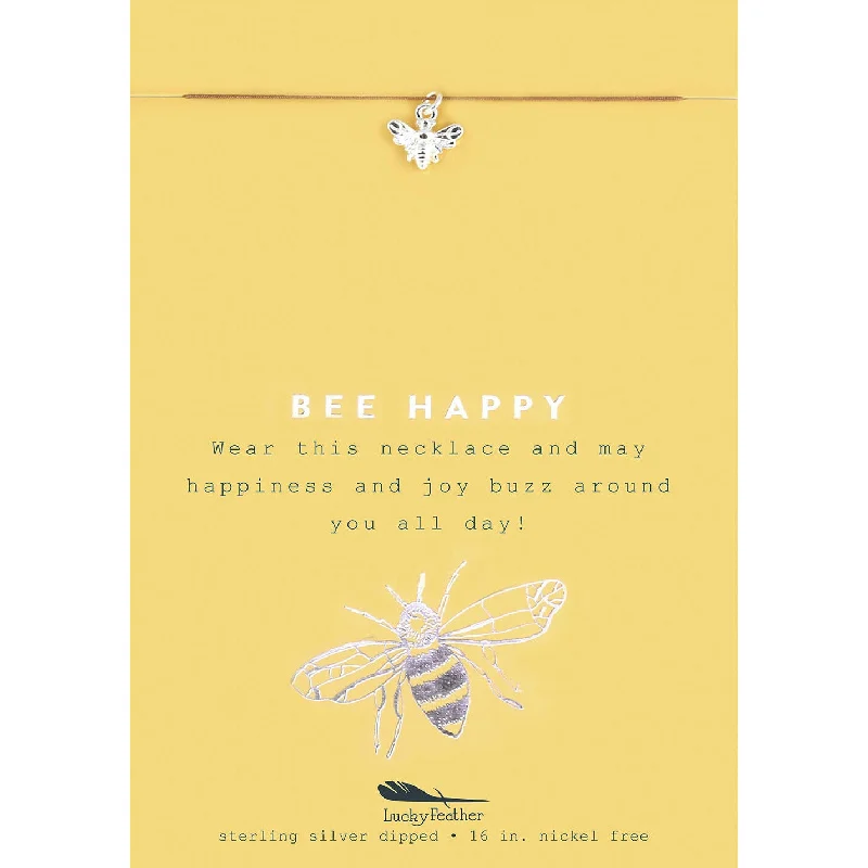 women long necklaces -Bee Happy - Silver Bee Necklace