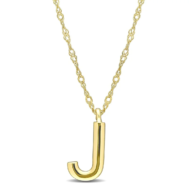 women fashion necklaces -Miadora 14k Yellow Gold J Initial Necklace