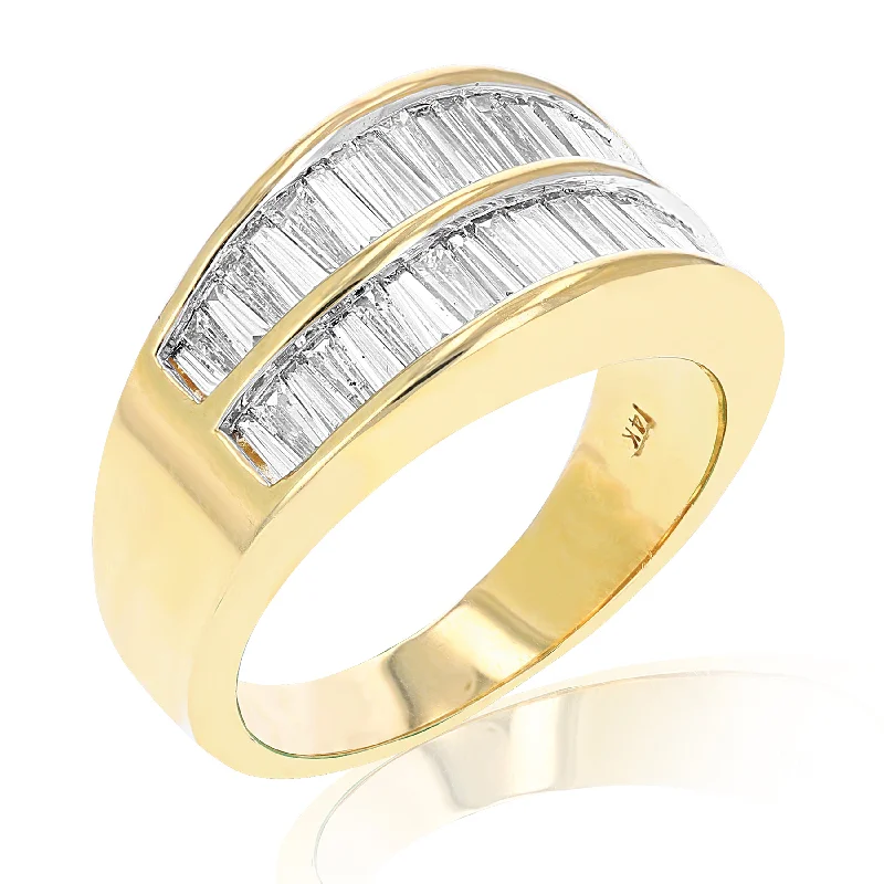 women elegant engagement rings -2 cttw Baguette Diamond Wedding Band 14K Yellow Gold Channel Set