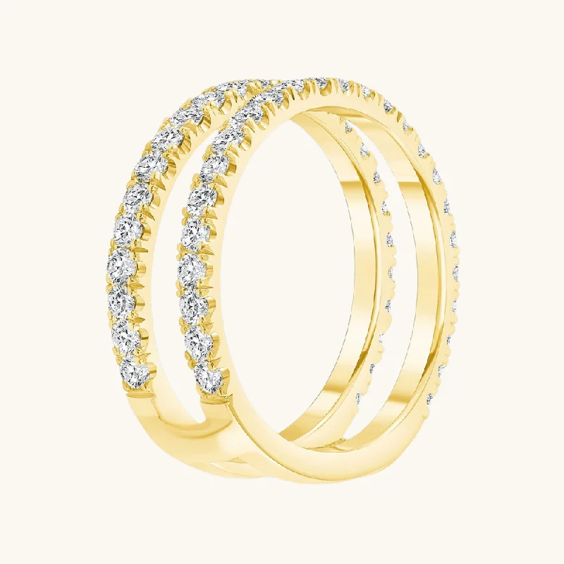 women adjustable rings -Double Bar Diamond Band