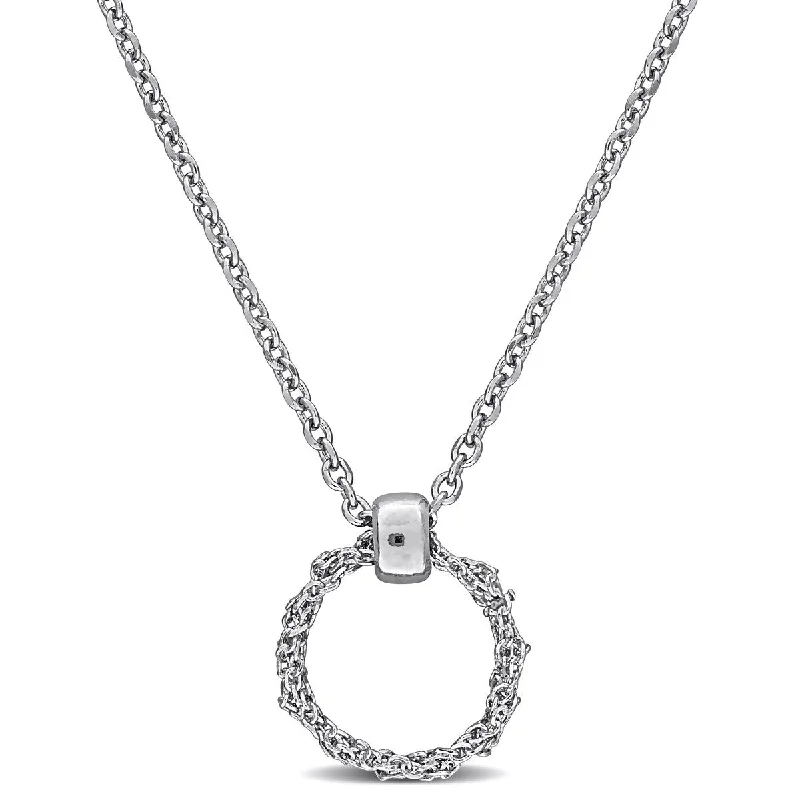 women geometric necklaces -Miadora 1mm Diamond Cut Curb Chain 10.5mm Circle Necklace in Sterling Silver