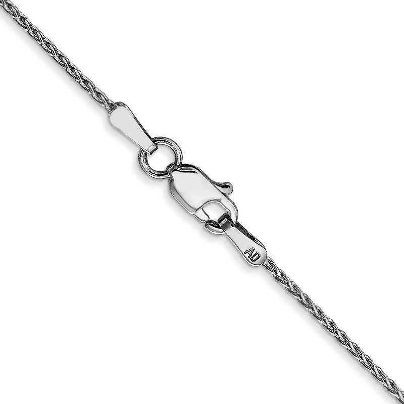 women adjustable necklaces -Curata 14k White Gold Solid 1.2mm Round Diamond-Cut Wheat Chain Necklace Options 16 18 20 22 24