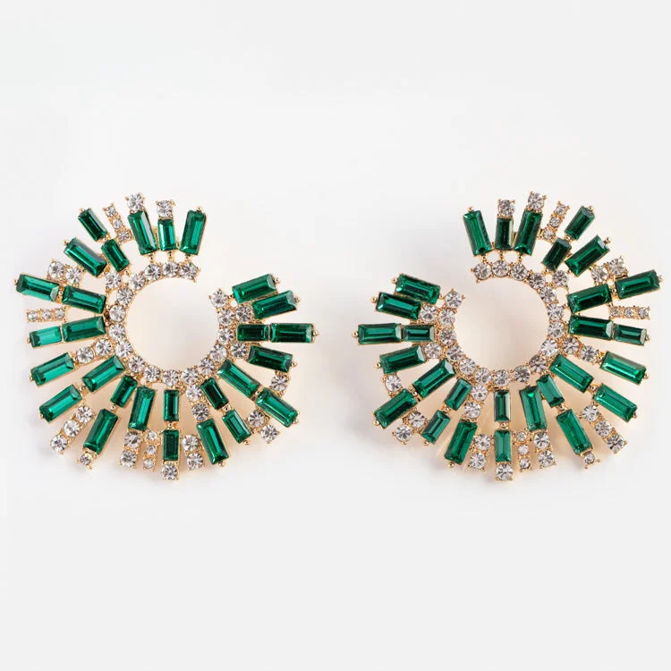 women hoop earrings for women -Opulent Emerald Crystal Wrap Earrings