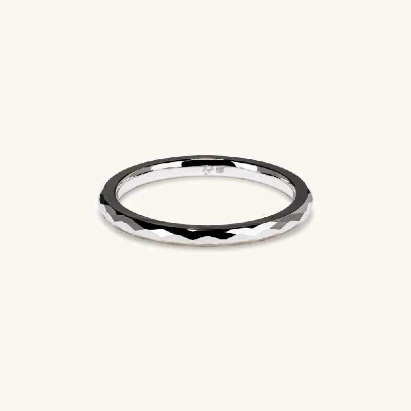 women handmade rings -Solid Gold Diamond Cut Band