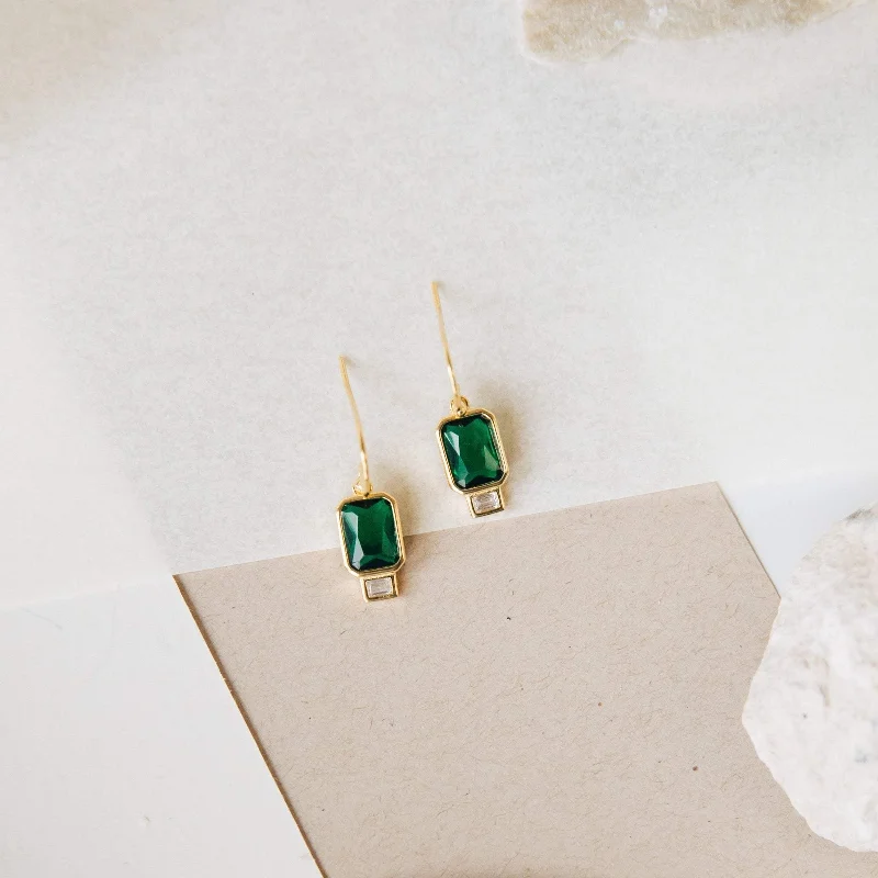 women designer earrings -Emerald Drop Earrings