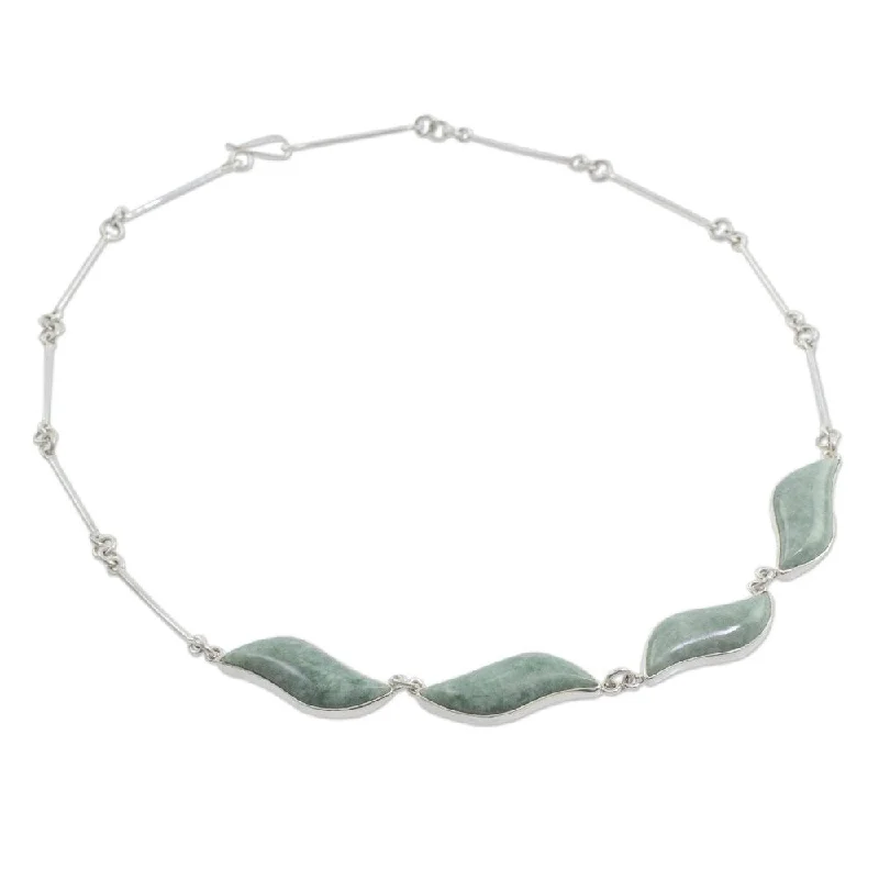 women minimalist necklaces -Handmade Jade Pendant Necklace, 'Floating In the Breeze' (Guatemala) - 7'6" x 9'6" - 7'6" x 9'6"