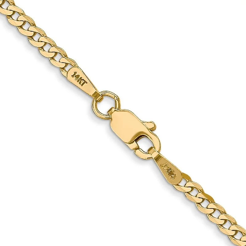 women adjustable necklaces -Curata 14k Yellow Gold Solid 2.2mm Beveled Curb Chain Necklace (Lobster) Options: 16 18