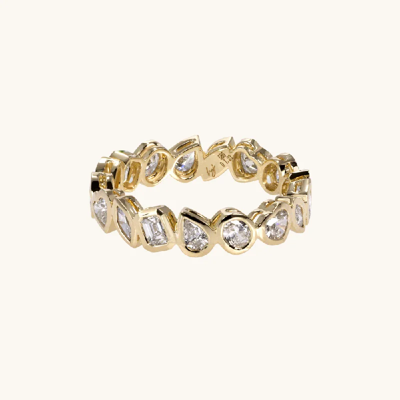 women stackable rings -Multi-Diamond Bezel Eternity Band