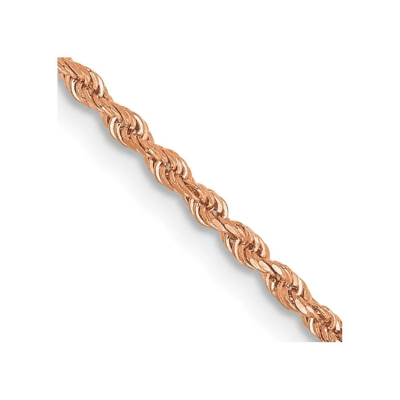 women friendship necklaces -Curata 14k Rose Gold Solid 1.5mm D/C Rope Chain Necklace Options: 16 18