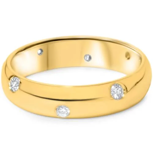 women alternative engagement rings -1/2ct Bezel Diamond Eternity Wedding Ring Yellow Gold