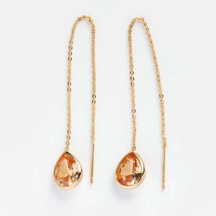 women trendy gold earrings -Barely There Threader Earrings