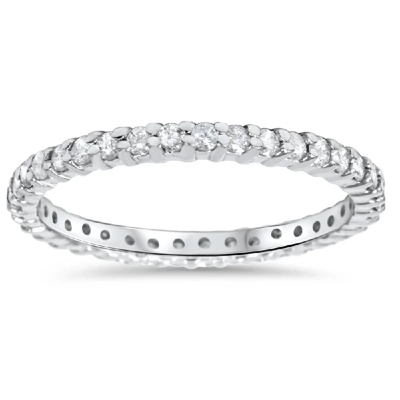 women diamond wedding rings -1/2CT Diamond Eternity Ring 10k White Gold