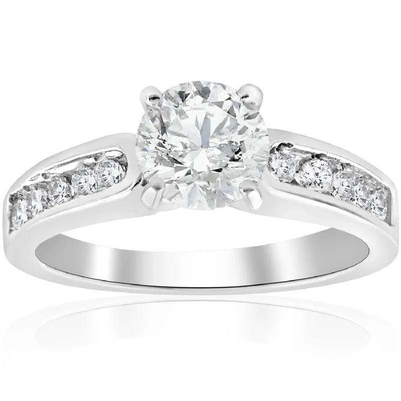 women bold engagement rings -1 ct Diamond Engagement Ring 14K White Gold Channel Set