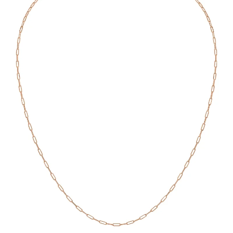 women simple gold necklaces -Marquee Jewels 14K Pink Gold 1.5MM Dainty Paperclip Necklace With Lobster Clasp - 16 Inch