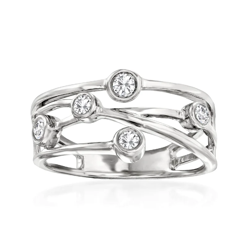 women modern engagement rings -Ross-Simons Diamond Crisscross Ring in Sterling Silver