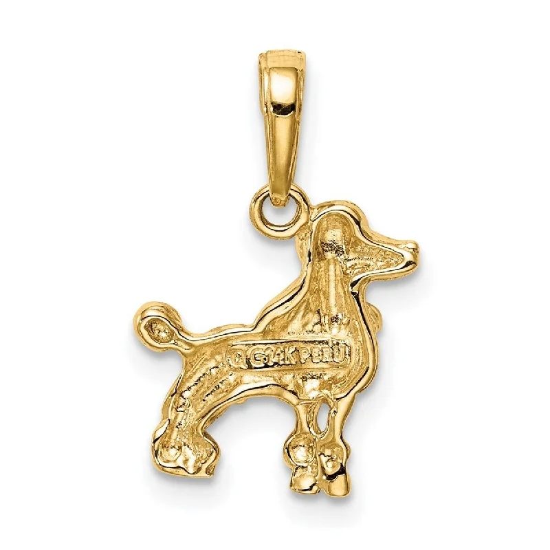 women double-layer necklaces -Curata 14k Yellow Gold 18" Textured Polished Poodle Dog Necklace- 18.5x12.9mm