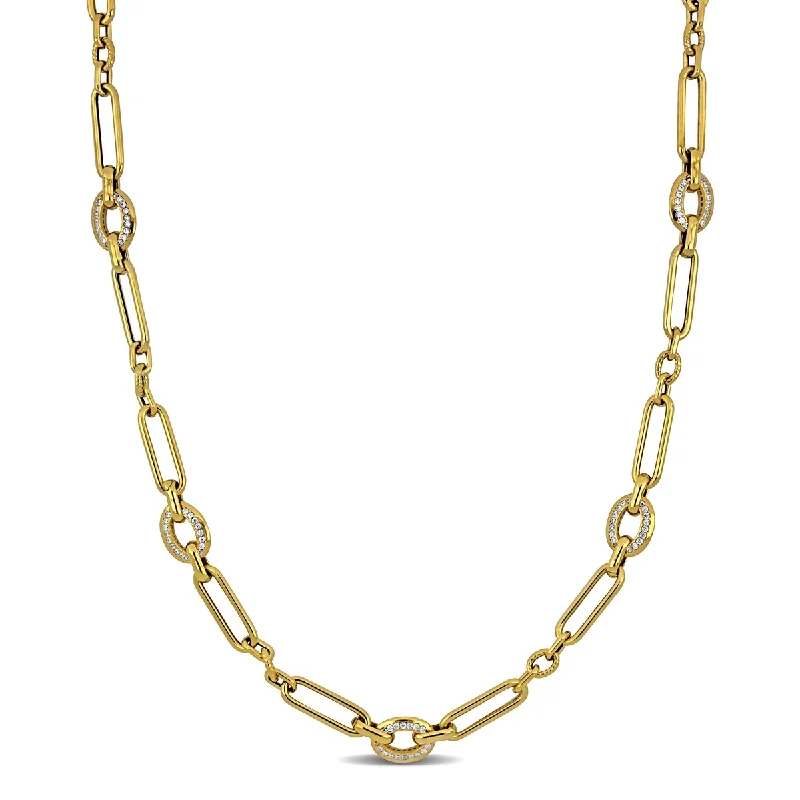 women gold necklaces -Miadora 1 4/5ct TGW Cubic Zirconia Necklace in 14k Yellow Gold