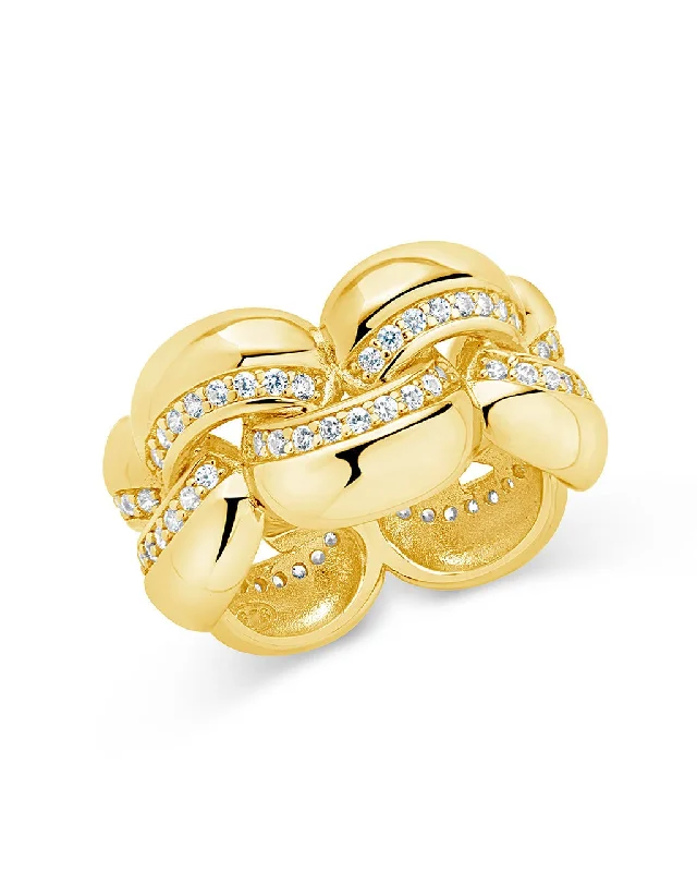 women gold-plated rings -Regan CZ Chain Ring