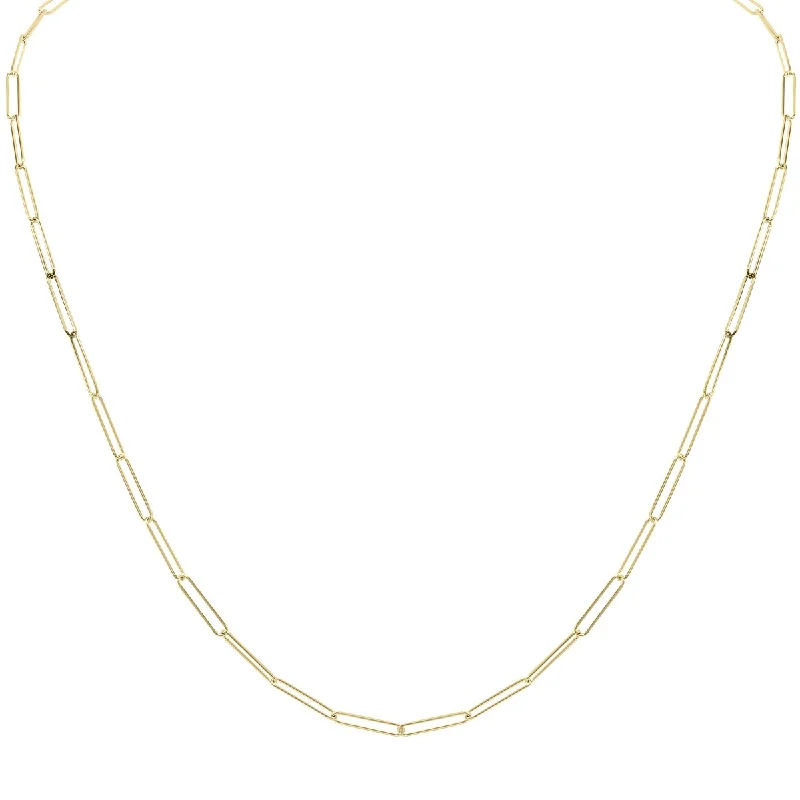 women eternity necklaces -Marquee Jewels 14K Yellow Gold Lightweight Paperclip Necklace With a Lobster Clasp - 24 Inch