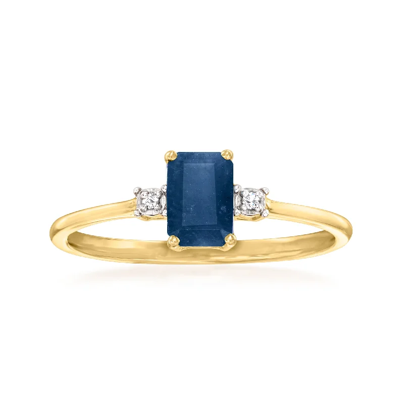 women affordable engagement rings -Canaria Sapphire Ring With Diamond Accents in 10kt Yellow Gold