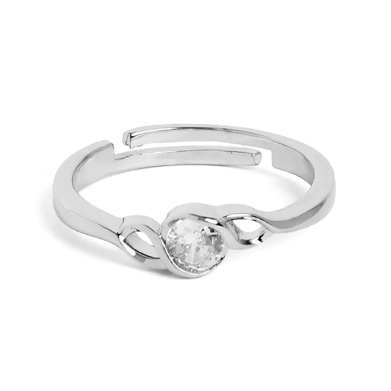 women vintage engagement rings -Trendy One Sized Silver Band Ring