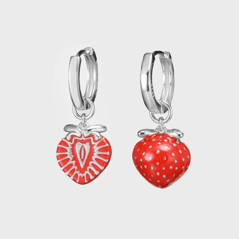 women gemstone stud earrings -Strawberries - Earrings