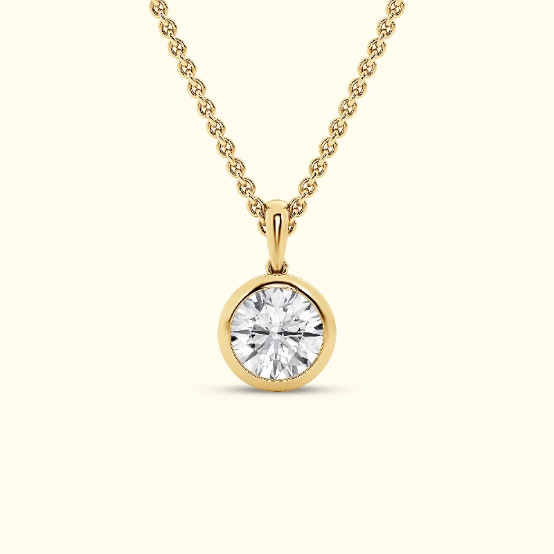 women geometric chain necklaces -2.00ct Bezel Set Round Necklace