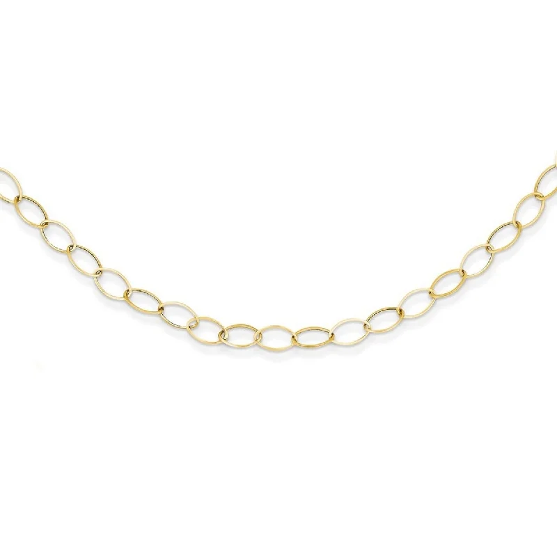 women eco-conscious necklaces -Curata 14k Yellow Gold 18" Polished Lightweight Oval Link Necklace