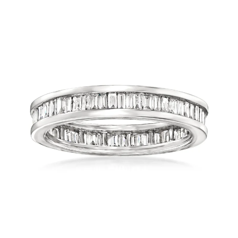 women diamond wedding rings -Ross-Simons Channel-Set Baguette Diamond Eternity Band in 14kt White Gold