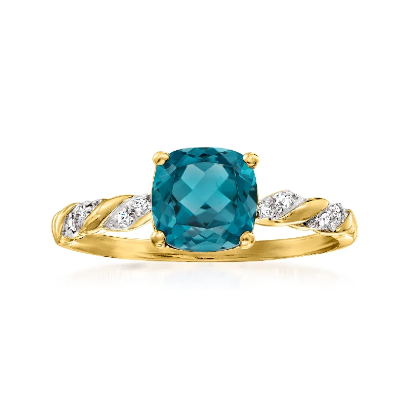 women engagement rings -Ross-Simons London Blue Topaz Ring in 14kt Yellow Gold