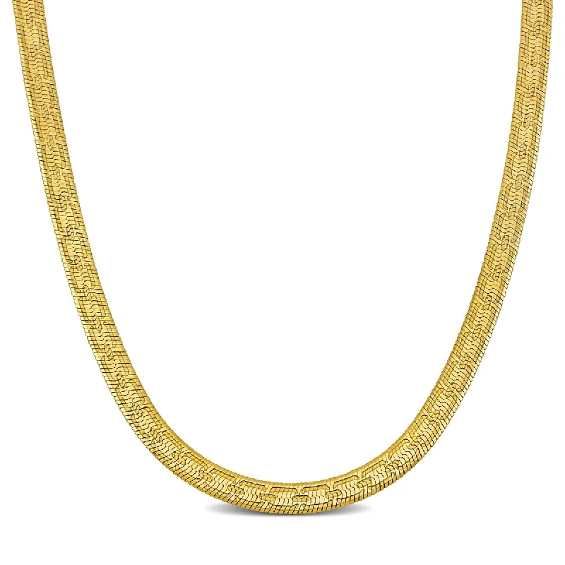 women luxurious necklaces -Miadora 4.5mm Fancy Herringbone Necklace in Yellow Plated Sterling Silver