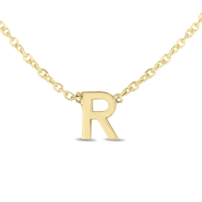 women vintage-inspired necklaces -Marquee Jewels 14K Solid Yellow Gold R Mini Initial Necklace